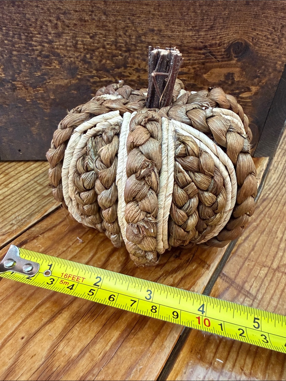 Handwoven Brown Decorative Pumpkin - Natural Fall Home Art
